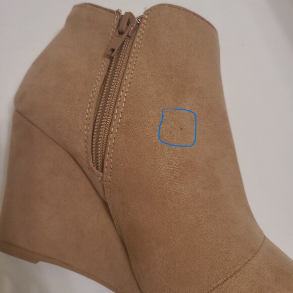 Qupid Tan Suede Wedge Ankle Booties – Size 7 - Picture 7 of 8